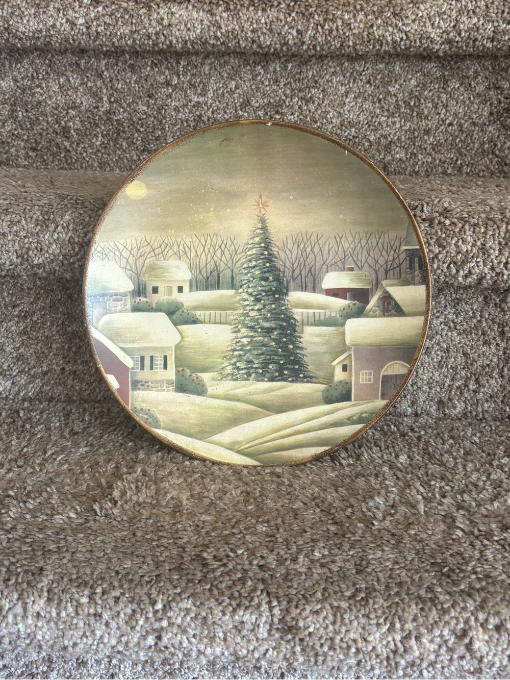 Holiday Village Christmas Tree Decorative Wall Plate - Green